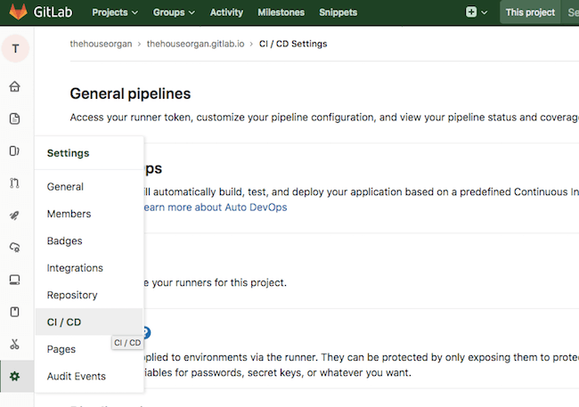 Gitlab CI / CD Settings