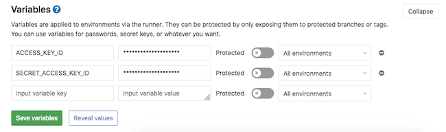 Setting Gitlab CI / CD Variables